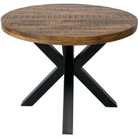 Jaipur Furniture Ltd Industrial Round X Leg Dining Table - FLAT PACK LEGS - Mango Wood/Iron - L170 x W170 x H76 cm - PP Sawn Finish - Assembly