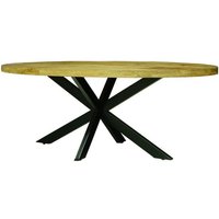 Jaipur Furniture Ltd Kerela Oval Dining Table Spider Leg - Mango Wood/Iron - L100 x W200 x H76 cm - PP Sawn Finish - Assembly Required in Brown