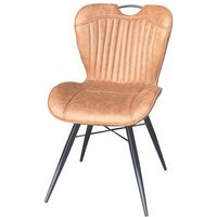 Jaipur Furniture Ltd Dining Fabric Chair with Metal Legs (Set of 2) - Tan/Black - Assembly Required in Brown