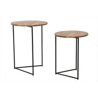 Jaipur Furniture Ltd Ravi Large Stool - Mango Wood/Iron - L43 x W43 x H58 cm - Light Finish in Brown