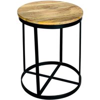 Jaipur Furniture Ltd Ravi Top Large Round Stool Plain - Mango Wood - L47 x W47 x H60 cm - PP Sawn Finish in Brown