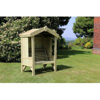 Churnet Valley Garden Furniture Ltd Cottage 2 Seat Arbour - Min. Assembly Required - Set of Cushions Inc in Brown