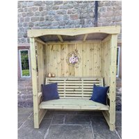 Churnet Valley Garden Furniture Ltd 4 Seasons 3 Seat Arbour - Min. Assembly Required - Set of Cushions Inc in Brown