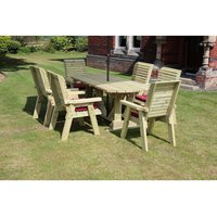 Churnet Valley Garden Furniture Ltd Ergo 6 Chairs Table Set - Min. Assembly Required - Set of Cushions Inc in Brown