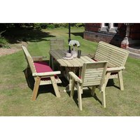 Churnet Valley Garden Furniture Ltd Ergo 2X3B 2XC Table Set - Min. Assembly Required - Set of Cushions Inc in Brown
