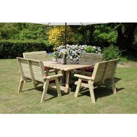 Churnet Valley Garden Furniture Ltd Ergo 8 Seat Square Table - Min Assembly Required - Set of Cushions Inc in Brown