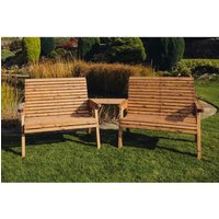 Churnet Valley Garden Furniture Ltd Valley 2 Bench Set Angled Tray - Fully Assembled - Set of Cushions Inc in Brown