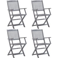 Berkfield Home Folding Outdoor Chairs 4 pcs Solid Acacia Wood in Grey