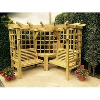 Churnet Valley Garden Furniture Ltd Clementine Corner Arbour - 2 Bench & Table - Min. Assembly Required in Brown