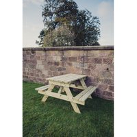 Churnet Valley Garden Furniture Ltd Picnic Table - L139.5 x W143.5 x H76 cm - Partially Assembled in Brown