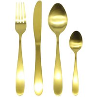 Glim & Glam Cutlery Sets Brushed Gold Stainless Steel Light Spoon Fork 16 Piece Set