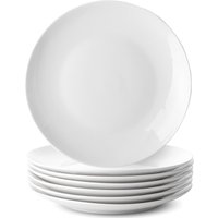 Glim & Glam Dessert Plates Porcelain 4 Piece Set Coupe 7.5" in White