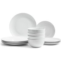 Glim & Glam Dinner Set 12 Piece Porcelain Dinnerware Coupe in White