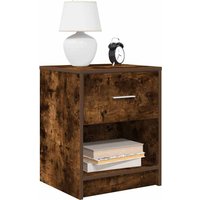 Berkfield Home Bedside Cabinets 2 pcs with Drawer Smoked Oak 40x34x50 cm in White | Size: 40 x 34 x 50 cm