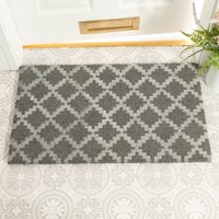 Artsy Mats Grey Trellis Natural Coir Doormat with Non-Slip Backing 75x45cm | Size: 45 cm x 75 cm