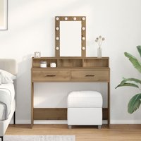 Berkfield Home Dressing Table with LED Lights Artisan Oak 100x41x140 cm in Brown | Size: 100 x 41 x 140 cm