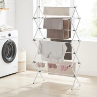 SONGMICS Foldable Compact Clothes Drying Rack Steel Frame Indoor Outdoor in White