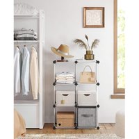 SONGMICS 6 Cube Modular Plastic Storage Organiser Shoe Rack Unit in White