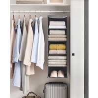 SONGMICS Vertical Closet Organizer Hanging Storage Collapsible Shelves in Dark Grey