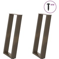 Berkfield Home Console Table Legs U-Shaped 2 pcs Natural Steel 28x(72-73) cm Steel in Brown
