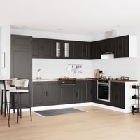 Berkfield Home Kitchen Cabinet "Kalmar" with Double Basins Black Engineered wood