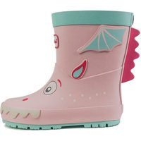 ToeZone Girl's Grace Novelty Dragon Rain Boots in Pink | Size: Infant 12
