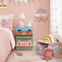 Set 3 Storage Stackable Toy Boxes Folding Organizers Mid