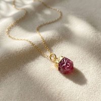 Harfi Women's Raw Pink Tourmaline October Birthstone Gold Plated Charm Necklace | Size: 18 inches