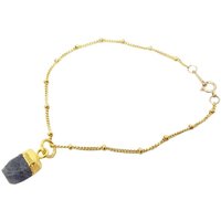 Harfi Women's Raw Sapphire September Birthstone Satellite Bracelet in Gold | Size: 7 inches