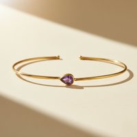 Harfi Women's 18ct Gold Plated Amethyst February Birthstone Bangle Birthstone Bangle
