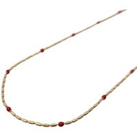 Harfi Women's 18ct Gold Plated Minimalist Rouge Beaded Necklace | Size: 16 inches