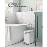SONGMICS Slim Pedal Bin Small with Lid Soft Close Steel Compact in Warm White