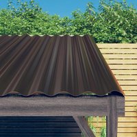 Berkfield Home Roof Panels 12 pcs Powder-coated Steel Brown 100x36 cm