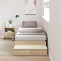 Berkfield Home Storage Bed Frame Sonoma oak Solid wood, Engineered wood in Brown