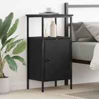 Berkfield Home Bedside Cabinet Black Oak 41x31x80 cm Engineered Wood | Size: 41 x 31 x 80 cm