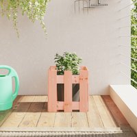 Berkfield Home Garden Planter with Fence Design 30x30x30 cm Solid Wood Douglas in Brown | Size: 30 x 30 x 30 cm