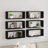 Berkfield Home Wall Shelves 6 pcs Black Oak 60x15x23 cm Engineered Wood | Size: 60 x 15 x 23 cm