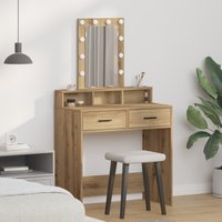 Berkfield Home Dressing Table with LED Lights Artisan Oak 79x41x140 cm in Brown | Size: 79 x 41 x 140 cm