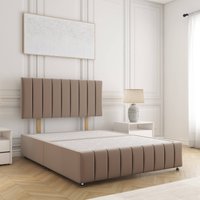 BSSPOKE Sierra Divan Bed Plush Velvet 24" Headboard & No Drawers No Mattress in Bronze | Size: Double