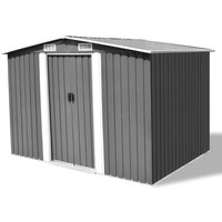 Berkfield Home Garden Storage Shed Grey Metal 257x205x178 cm | Size: 257 x 205 x 178 cm