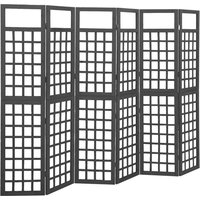 Berkfield Home 6-Panel Room Divider/Trellis Solid Fir Wood Black 242.5x180 cm