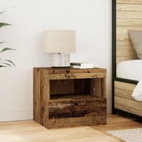 Berkfield Home Bedside Cabinet with LED Lights Old Wood 50x40x45 cm in Brown | Size: 50 x 40 x 45 cm
