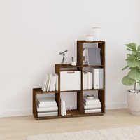 Berkfield Home Staircase Bookcase Smoked Oak 107 cm Engineered Wood in Brown