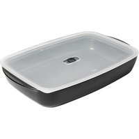 Kuhn Rikon Easy Glass Non-Stick 2L Oven Dish/Baking Dish with Lid, Medium - 32 x 20 x 5cm in Grey | Size: 32 x 20 x 5 cm