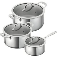 Kuhn Rikon Allround Stainless Steel 3-Piece Mixed Cookware Set - 16cm Saucepan & 20cm/24cm Casserole Pot in Silver