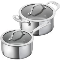 Kuhn Rikon Allround Stainless Steel 2-Piece Mixed Cookware Set - 16cm Saucepan & 18cm Casserole Pot in Silver