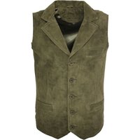 Infinity Leather Men's Classic Smooth Goat Suede Leather Waistcoat-Exeter in Green | Size: XS