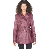 Infinity Leather Women's Nappa Leather Trench Coat-Mosul in Burgundy | Size: 8
