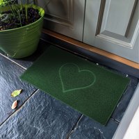 Nicoman Embossed PVC Spaghetti Pressed Heart Doormat in Green | Size: 45 cm x 75 cm