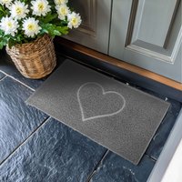 Nicoman Embossed PVC Spaghetti Pressed Heart Doormat in Grey | Size: 40 cm x 60 cm